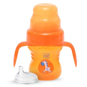 Mee Mee 2 in 1 Convertible Soft Spout & Straw Sipper Cup | Anti Spill, BPA-Free & Non-Toxic | Easy to Hold Detachable Handle | Unbreakable, Anti Leak Lock Bottle with Cap for Kids | 150 ml (Orange)