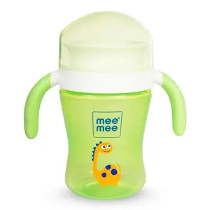 Mee Mee 2 in 1 Spout and Straw Sipper Cup (Green)with Soft Spout & Straw Anti-Leak Detachable Handle for Babies/Toddlers/Kids(Light Green)