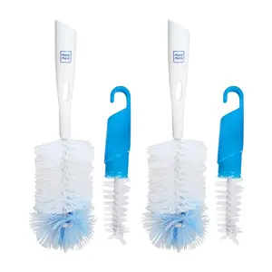 Mee Mee 360° Movable Nylon Bristle Baby Feeding Bottle & Nipple Cleaning Brush | Ergonomic Handle | Easy to Clean Bottle Corners for Narrow Neck & Wide Neck | BPA Free, Easy Hanging Storage | Blue