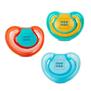 Mee Mee Pacifier Ultra Light Soft Silicone Nipple | BPA Free | Oral stimulatory | Teether | Air Flow Shield Pacifier for Babies with Cute Print Pack of 2 (Pink & Peach)