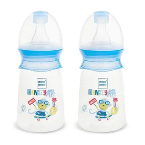 Mee Mee BPA-Free Baby Feeding Bottle Eazy Flo Technology Anti-Colic Valve 0-3 Years (Blue 130 ML (Pack of 2))