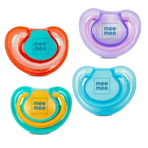 Mee Mee Pacifier Ultra Light Soft Silicone Nipple | BPA Free | Oral stimulatory | Teether | Air Flow Shield Pacifier for Babies with Cute Print Pack of 2 (Pink & Peach)