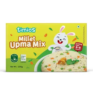 Timios Instant Millet Upma Mix | Easy & Ready to Cook Instant Millet Breakfast Mix for Kids | Rich in Protein & High Fiber| 200 g