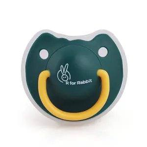 R for Rabbit Baby Tusky Pacifier Ultra Light Soft Silicone Nipple, Orthodontic Design, BPA-Free for Kids of 6 Months +|Medium|Green