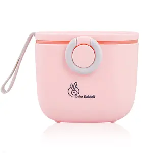 R for Rabbit Silicone First Feed Meal Box for Baby, Kids Multi-Functional Milk Powder Container Box 210G (Pink)