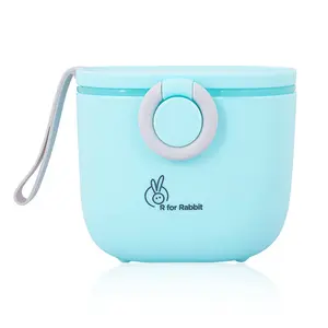 R for Rabbit Silicone First Feed Meal Box for Baby, Kids Multi-Functional Milk Powder Container Box 210G (Blue)