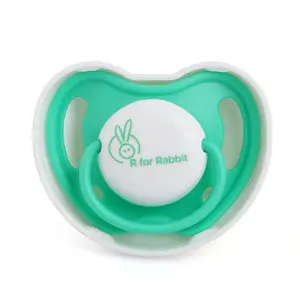 R for Rabbit Baby Apple Pacifier Ultra Light Soft Silicone Nipple, Orthodontic Design, BPA-Free for Kids of 6 Months +|Large|Green