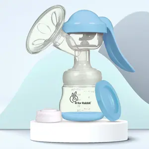 R for Rabbit First Feed Cozy Manual Breast Pump for Mothers with 2 Level Suction Adjustment, Soft and Gentle Silica Pad, Anti-Back Flow Compact Design, 1 Year Warranty (Blue)