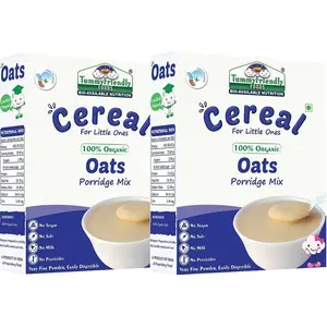 TummyFriendly Foods Certified Organic Oats Porridge Mix | Rich in Beta-Glucan, Protein & Fibre | Maximum Nutrition From Real Food | Available in Trial Baby Packs too | Oats for Baby Food | Shelf-life 9 month | 200g Each, 2 Packs
