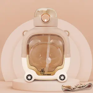 R for Rabbit Tritan Baloo Baby Water Sipper with Carry Strap for Kids | BPA Free Leak Proof Drinking Silicone Straw Sippy Cup for 12+ Months Baby Boy and Girl (1000 ml,Brown)