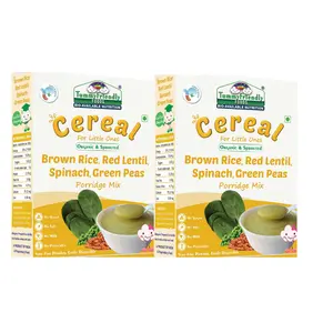 TUMMY FRIENDLY Foods Certified Organic Sprouted Brown Rice,Red Lentil,Spinach,Green Peas Porridge Mix|Khichdi Mix|Organic Baby Food For 8 Months Old|400G,(200G Each Pack)