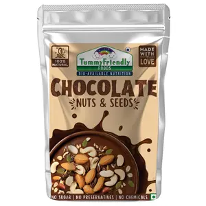 Tummy Friendly Chocolate Nuts and Seeds Mix. Healthy Snacks for kids, Toddlers, Adults. Travel friendly snacks for kids. Healthy Chocolate Snacks for Kids, adults (ChocoNutsSeeds-100, 100g)