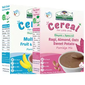 TummyFriendly Foods Certified Organic Multi-Grain, Organic Sprouted Ragi, Almond, Oats, Sweet Potato Porridge Mixes | Rich in Calcium, Iron, Fibre & Micro-Nutrients | Maximum Nutrition From Real Food | Available in Trial Baby Packs too | Shelf-life 9 mont