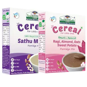 TummyFriendly Foods Certified Organic Sathu Maavu, Ragi, Sweet Potato Mix | Real Food | Sathu maavu mix for babies | Available in Trial Baby Packs | Shelf-life 9 month | 200g Each, 2 Packs