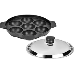 Non stick 7 cavity appam patra with lid 17 cm (200 grms )