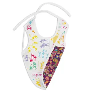 superbottoms WaterProof Apron Style Reversible Bib for babies with crumb catcher(White Warli+Utsav Print)