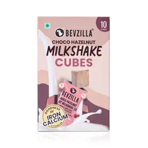 Bevzilla Choco Hazelnut Instant Milkshake 10 Cubes Pack with Organic Date Palm Jaggery Zero Refined Sugar No Preservatives Drop Stir & Enjoy Perfect For Kids & Adults Plant Based Vitamins