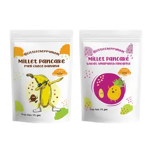 Littlecherrymom Power Pancake Combo  Ragi Choco Banana + Wheat Amaranth Pineapple  175 Gms Each