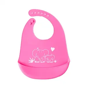 SYGA Baby Cute Cartoon Printing Waterproof Silicone Bib Rice Pocket
