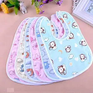 BabyGo Waterproof Spill Resistant Bibs Baby Apron With Bib Baby Bibs For 6 to 12 Months Fastdry Bibs Soft Cotton Bib (Set of 6)