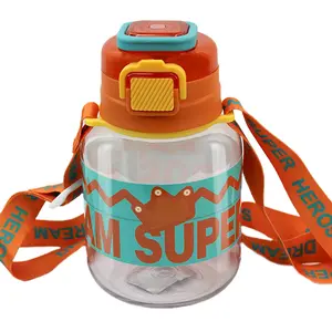 Attro Spike Kids 670ml Water Bottle with Straw Lid & Nylon Strap BPA Free Leak Proof Ideal for Toddlers - Orange