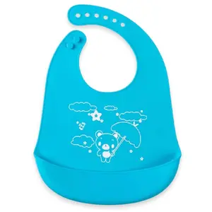 SYGA Baby Cute Cartoon Printing Waterproof Silicone Bib Rice Pocket