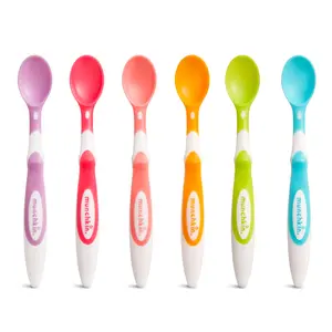 Munchkin Soft Tip Spoons (Multicolor Pack of 6) Silicone 1.5 inches