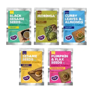 Early Foods - Trial Pack Combo of 5 Chutney Powders (Curry Leaves Almonds Pumpkin Seeds White Sesame Black Sesame & Moringa) 50g x 5 | Instant Chutney Podi | Idli Dosa Chutney Podi