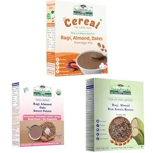 Tummy Friendly Stage3 Organic Ragi Almond Combo for Little Ones. Sprouted Ragi Almond Sweet Potato Raw Banana. Available in Baby Trial Packs. Real Food No Harmful Ingredients. Shelf life 6 Months