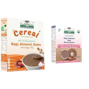 Tummy Friendly Stage3 Organic Ragi Almond Combo for Little Ones. Sprouted Ragi Almond Dates Sweet Potato. Available in Baby Trial Packs. Real Food No Harmful Ingredients. Shelf life 6 Months