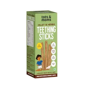 Tots and Moms Millet and Herbs Teething Sticks Made with Jaggery for Kids 12Months+ 150g | No Maida No Sugar No Preservatives | Healthy Finger Food for Kids