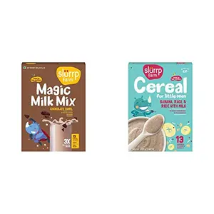 Slurrp Farm High Protein Chocolate Swirl Milk Mix | 250g & Baby Cereal Ragi Rice and Banana with Milk Instant Healthy Food 200 g