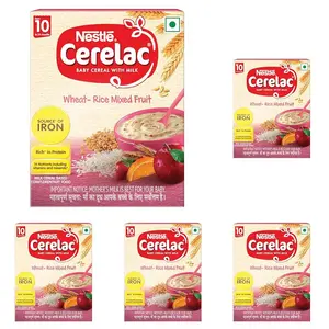 CERELAC Baby Cereal with Milk Wheat - Rice Mixed Fruit From 10 to 24 Months Stage 3 Source of Iron & ProteinBag-In-Box Pack 300g (Pack of 5)