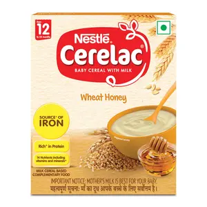 CERELAC Baby Food Cereal | Wheat Honey for 12 to 24 Months | Source of Iron & Protein | Instant Wheat Cereal | 300g