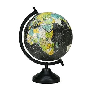 12.5" Rotating Black Globe Table Decor Ocean Geographical Earth Desktop Home Decor By Globes Hub-Perfect for Home, Office & Classroom