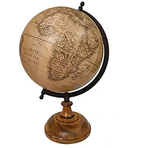 8" Antique look Educational World Globe , Desk Globe , Political Globe , Study Globe By Globes Hub - Perfect for Home, Office & Classroom
