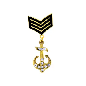 Metal Designer Brooch Medal with Anchor Badge