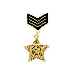 Metal Designer Brooch Medal with Star