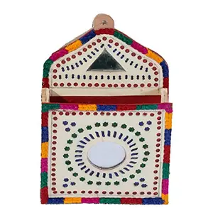 Leather Craft Punch Work One Compartment Letter Box - Kutch Handicraft Art - AH30804E