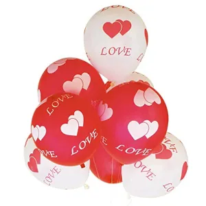Love Red and White 12" hert Print Latex Balloons 50pcs
