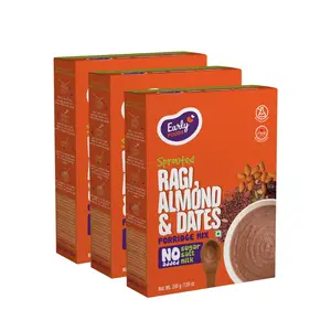 Early Foods - Pack of 3 - Sprouted Ragi Almond & Date Porridge Mix 200g X 3|Vegan|Sprouted ragi powder|Ragi Malt| Cereals For Kids