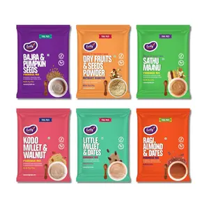 Early Foods - No Added Sugar No Salt Cereals - Trial Pack Combo of Sprouted Ragi Powder, Sathu Maavu, Bajra, Millet Porridge Mixes with Dry Fruit Powder | No Milk Powder 50g X 6