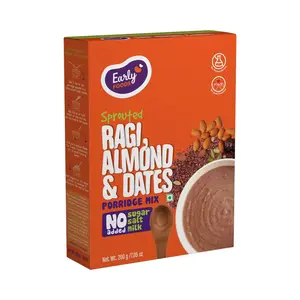 Early Foods - Sprouted Ragi Cereal with Almonds & Dates | No Added Sugar, No Salt, No Milk Porridge mix | Sprouted Ragi Flour/Naachni Flour | 200g