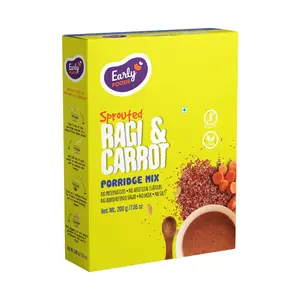 Early Foods - No Added Sugar No Salt Porridge - Sprouted Ragi Cereal with Carrots | No Preservatives | Ragi Malt for Kids | No Milk Powder 200g