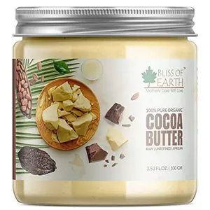 Bliss of Earth 100% Pure Organic Cocoa Butter For Stretch Marks | Raw | Unrefined | African | 100GM | Great For Face Skin Body Lips DIY products|