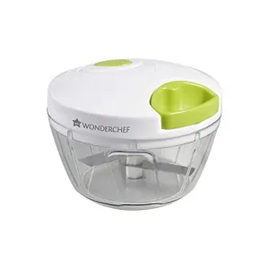 Wonderchef Classic String Vegetable Chopper with 3 Sharp Stainless Steel Blade Anti Slip SiliconeCompact1 Year White and Green