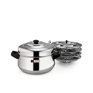 Butterfly Stainless Steel Curve Idli Cooker Idly Maker Set with 4 Plates 16 idlies Silver