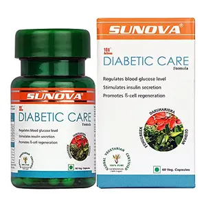 SUNOVA DIABETIC Care Capsules An Effective Vegan Supplement Fenugreek Gudmar and Daruharidra extract - 60 Veg Capsules