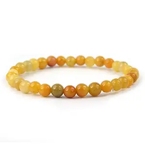 Natural Yellow Jasper Bracelet Crystal Stone 6mm Beads Bracelet Round Shape for Reiki Healing and Crystal Healing Stone (Color : Yellow)