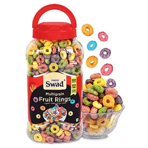Swad Breakfast Cereal Multigrain Fruit Rings (Made with Oats Rice Corn High Fibre Cereal for Kids) Jar 280 g